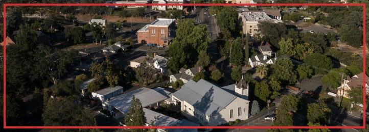 Aerial view of Auburn, CA scenery