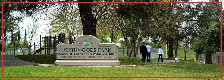 Northwoods Park entrance in Citrus Heights, CA