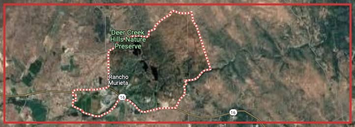 Map of Deer Creek Hills Nature Preserve in Rancho Murieta, CA
