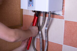 tankless-water-heater-on-checkerboard-wall